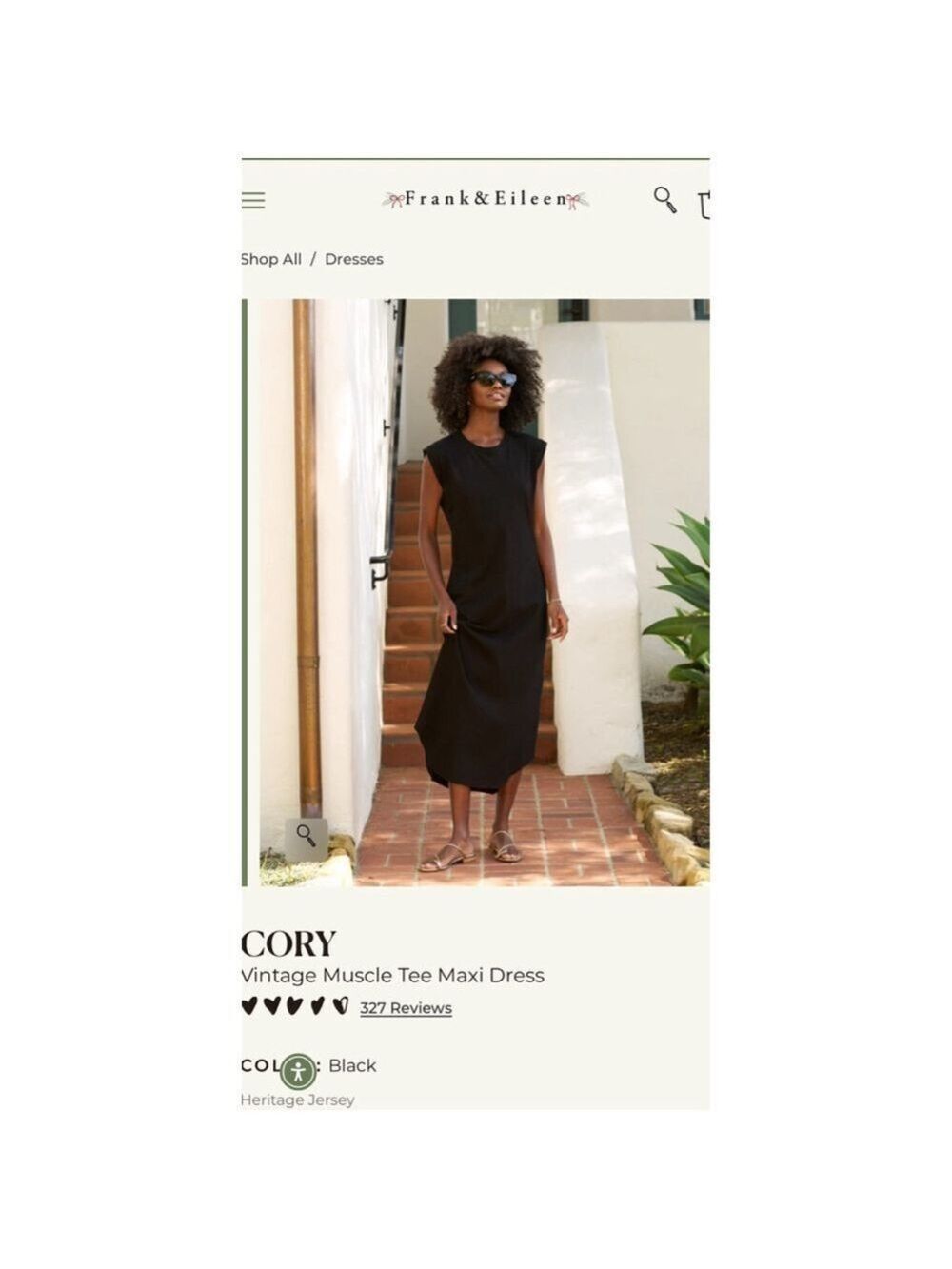 New Frank & Eileen Black Cory Vintage Muscle Tee Maxi Dress L